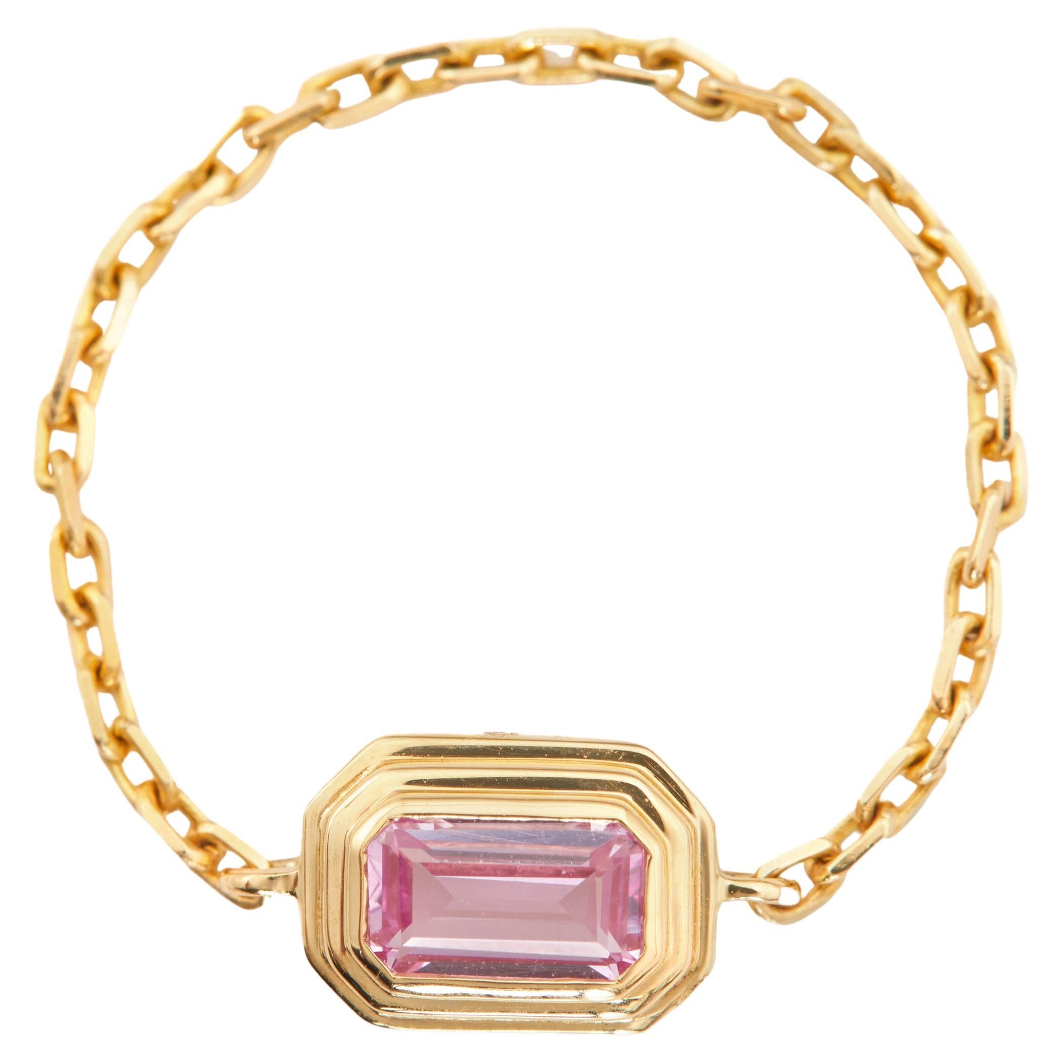YI Collection Pink Sapphire Frame Chain Ring For Sale