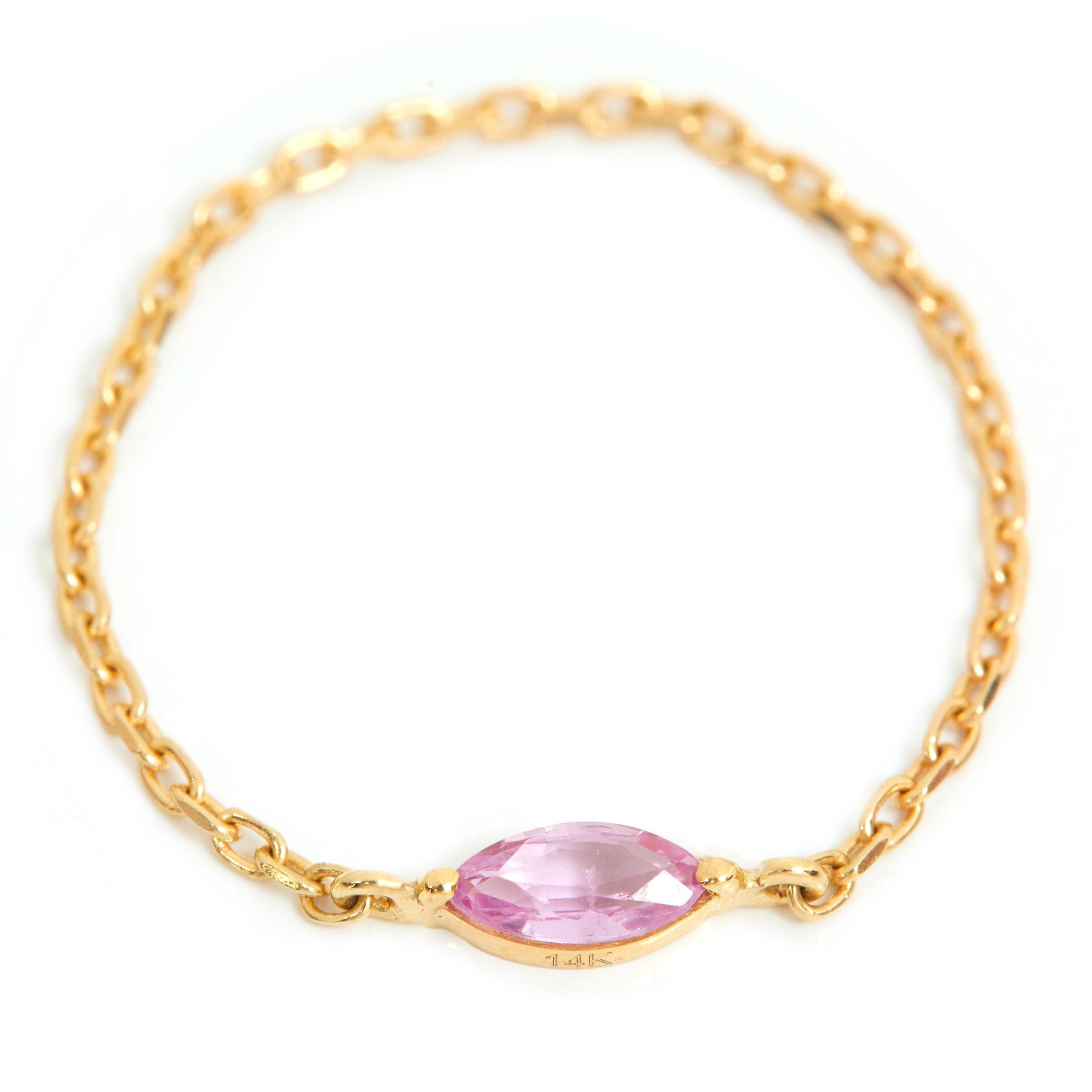 Marquise Cut YI Collection Pink Sapphire petite Marquise Chain Ring For Sale