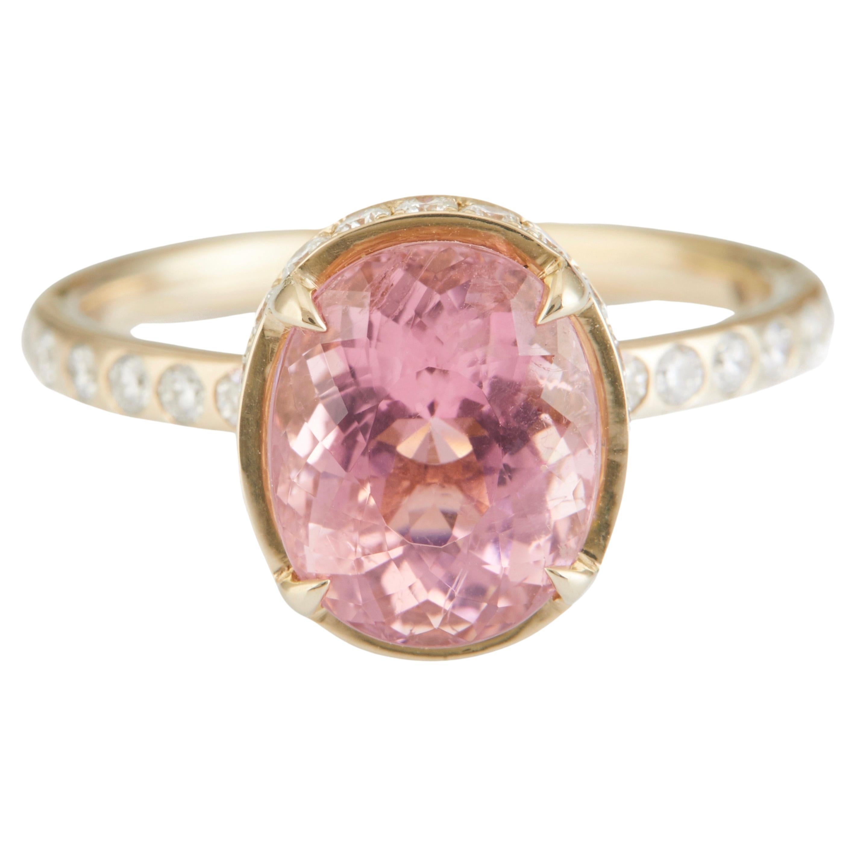 Yi Collection Pink Tourmaline Diamond Halo Ring For Sale