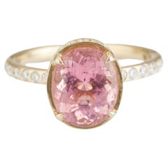 Yi Collection Bague halo de tourmalines roses et diamants