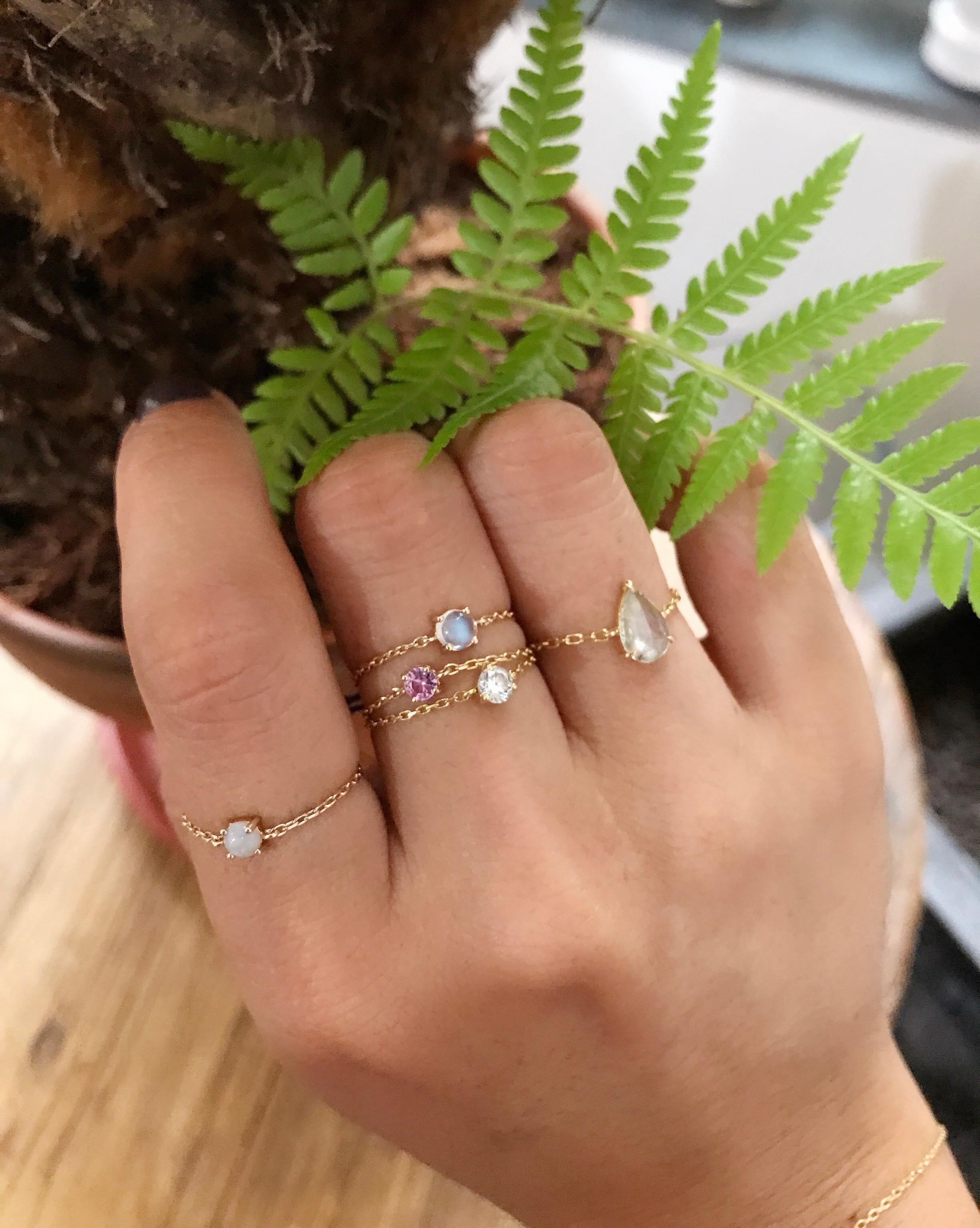 Modern YI Collection Rainbow Moonstone Chain Ring For Sale
