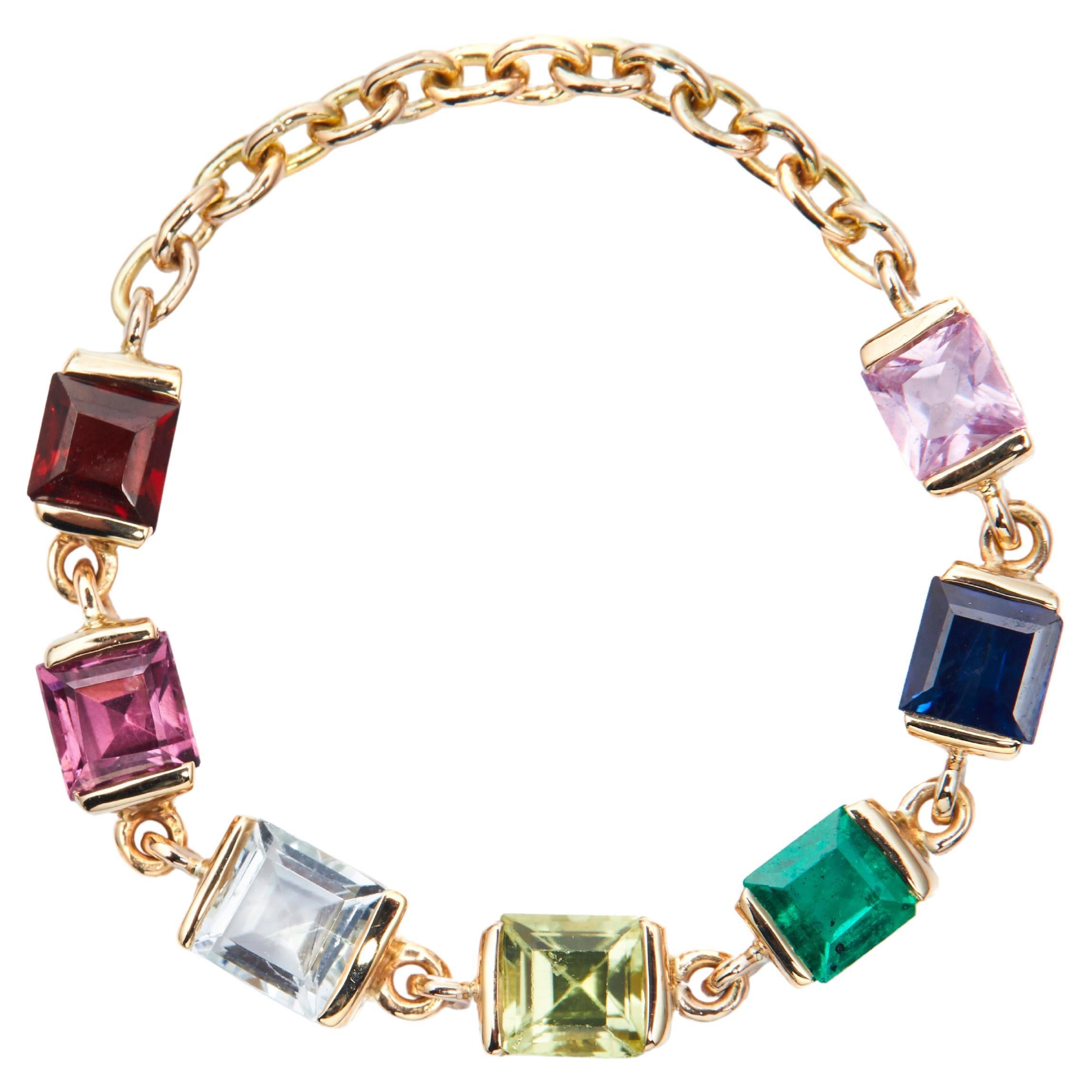 YI Collection Rainbow Stones Chain Ring For Sale