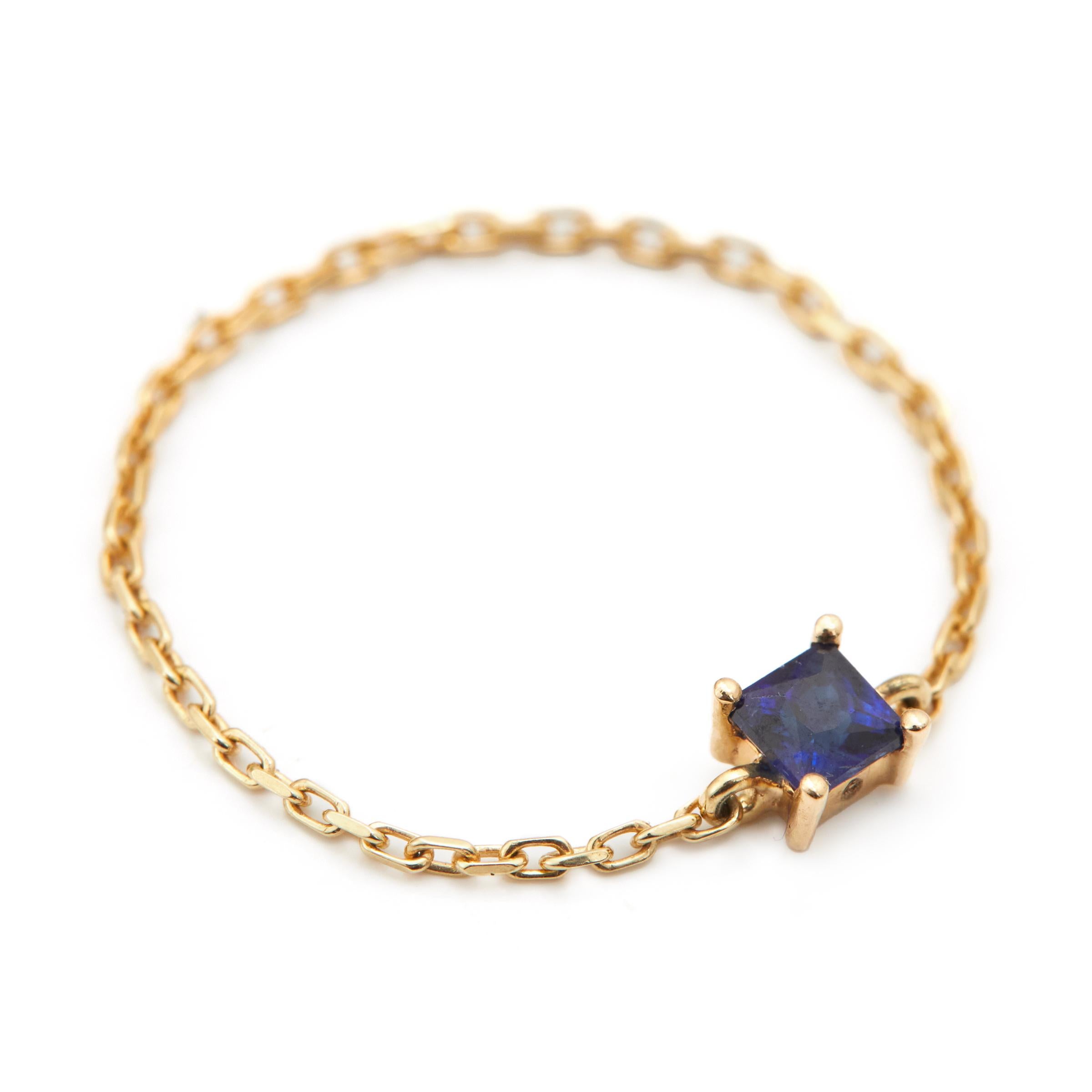 Modern YI Collection Royal Blue Sapphire Chain Ring For Sale