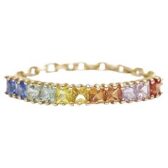 YI Collection Sapphire Rainbow Bar Chain Ring