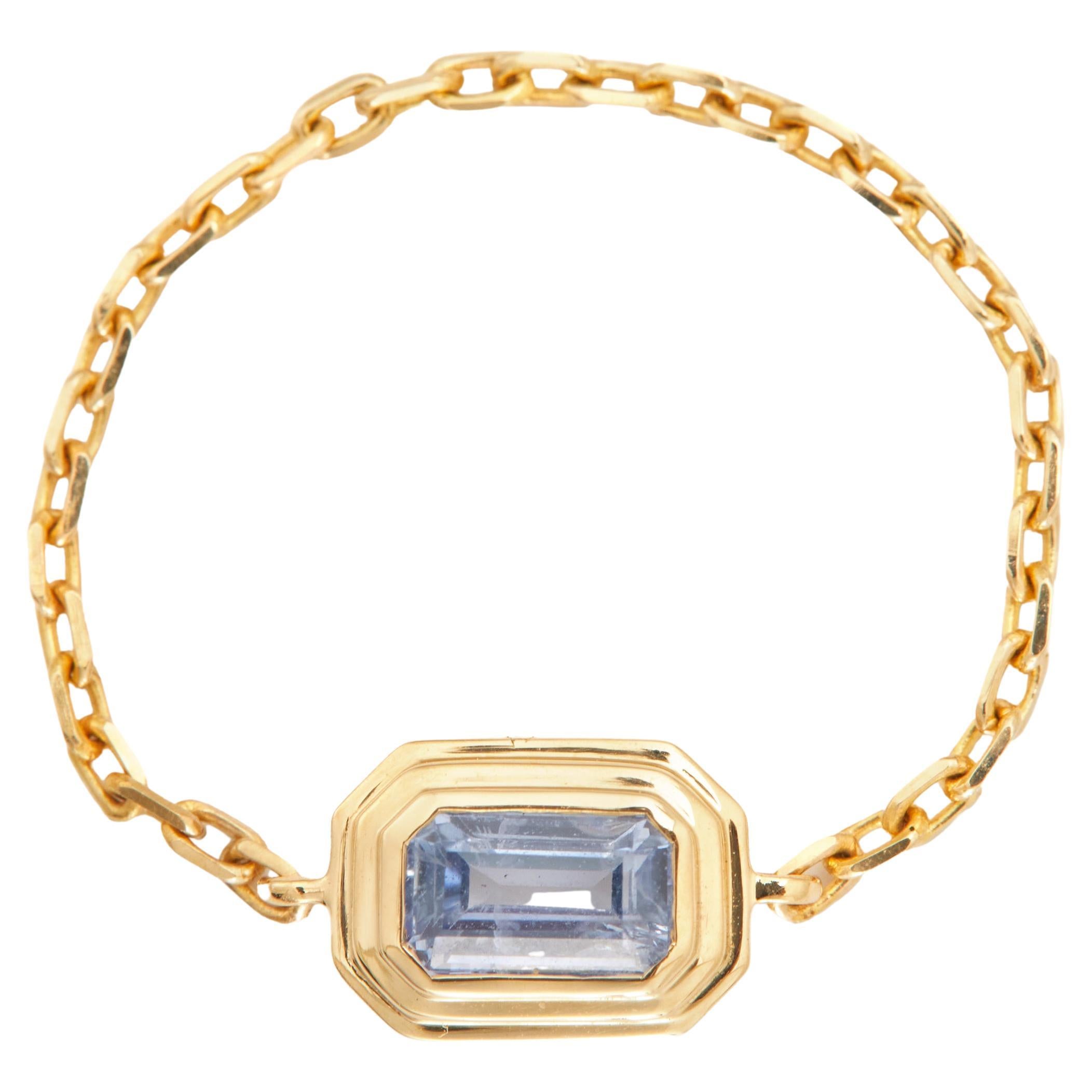 YI Collection Sky blue Sapphire Frame Chain Ring For Sale