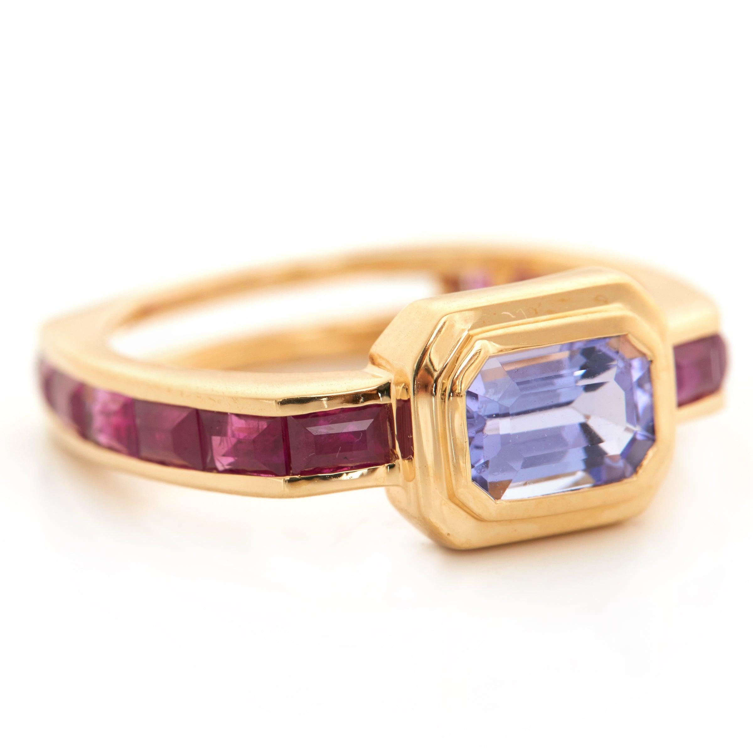 Modern YI Collection Tanzanite & Ruby Circa Ring in 18k For Sale