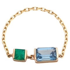 YI Collection Topaz & Emerald Chain Ring