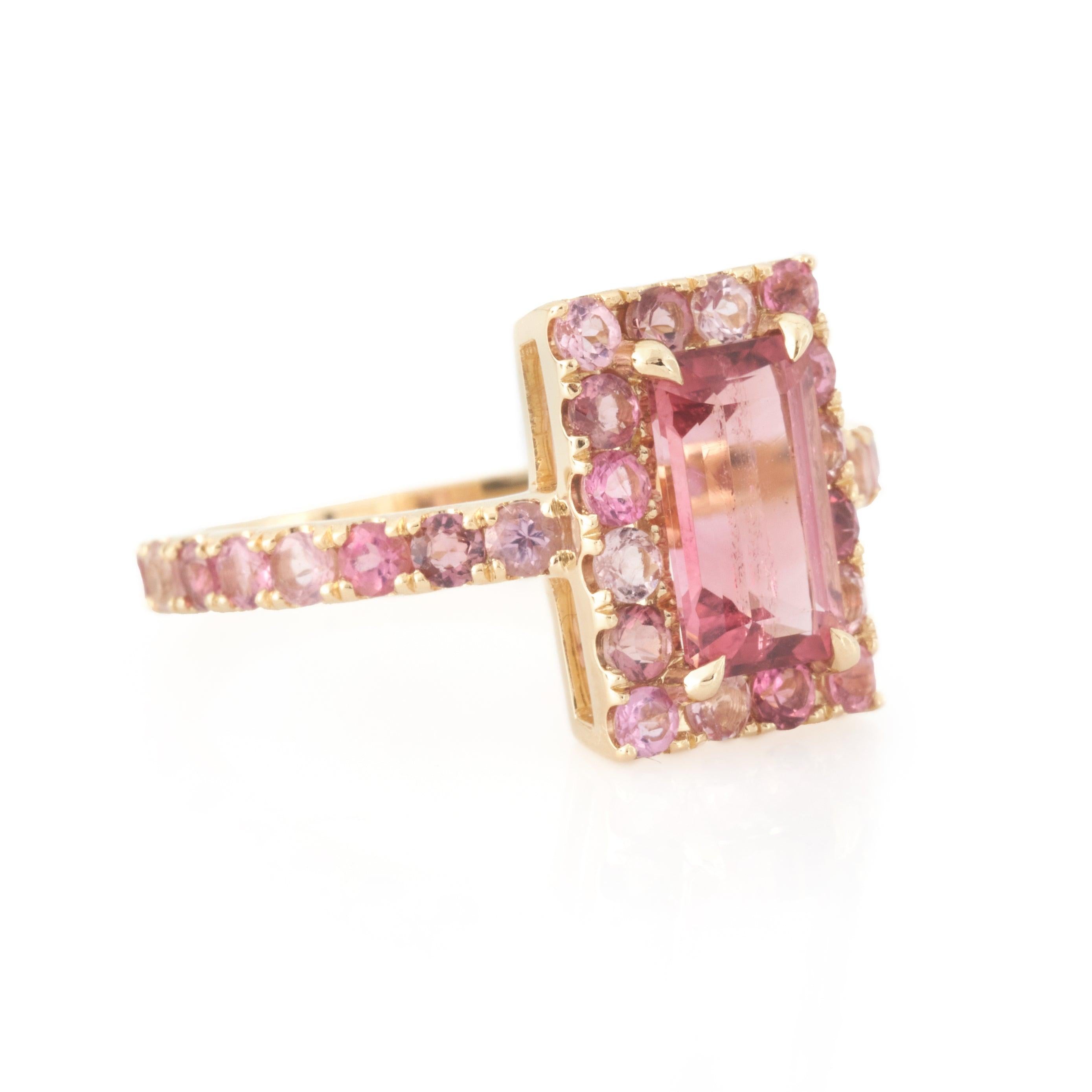 YI Collection Tourmaline Bubble Gum Deco Ring 18k For Sale at 1stDibs