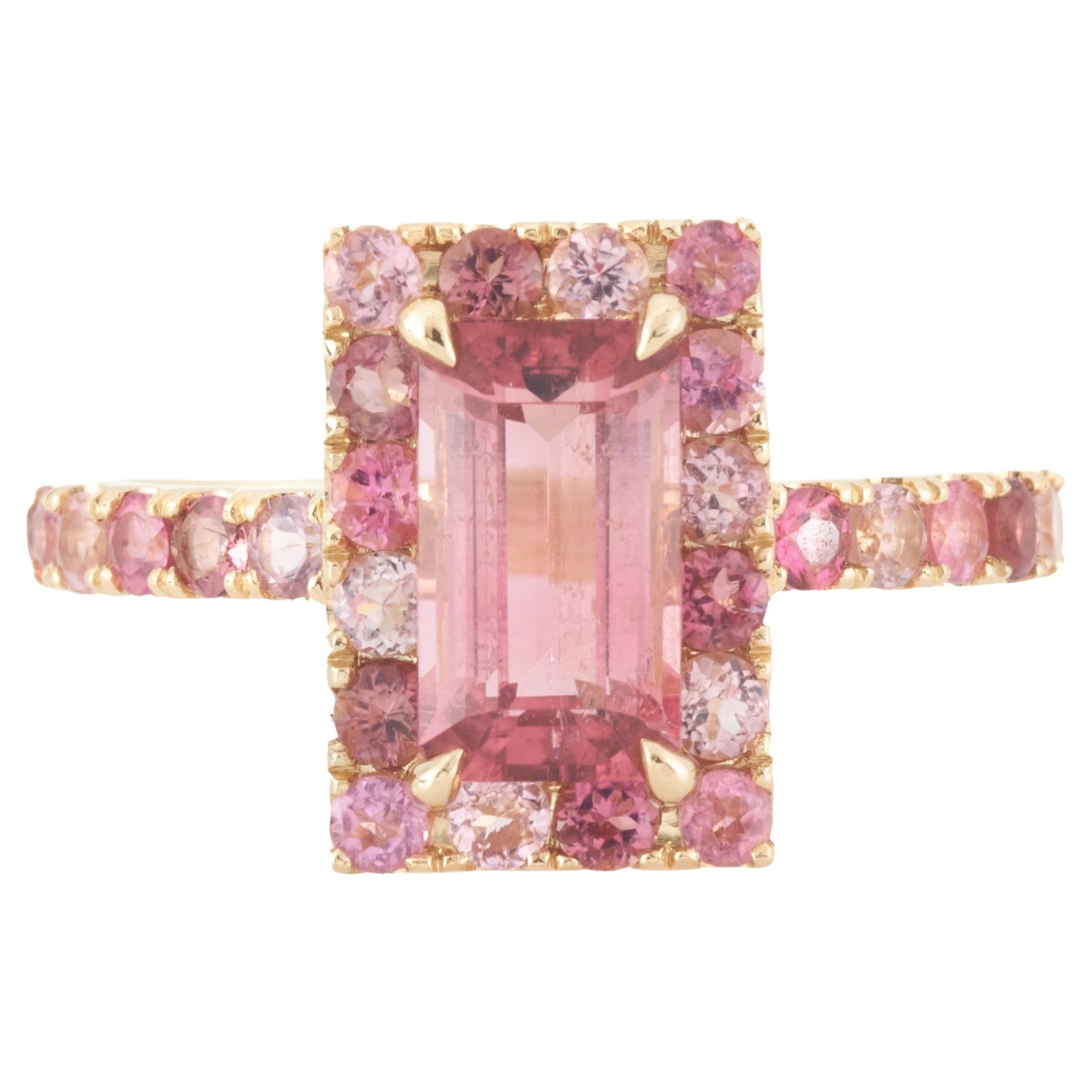 YI Collection Tourmaline Bubble Gum Deco Ring 18k For Sale