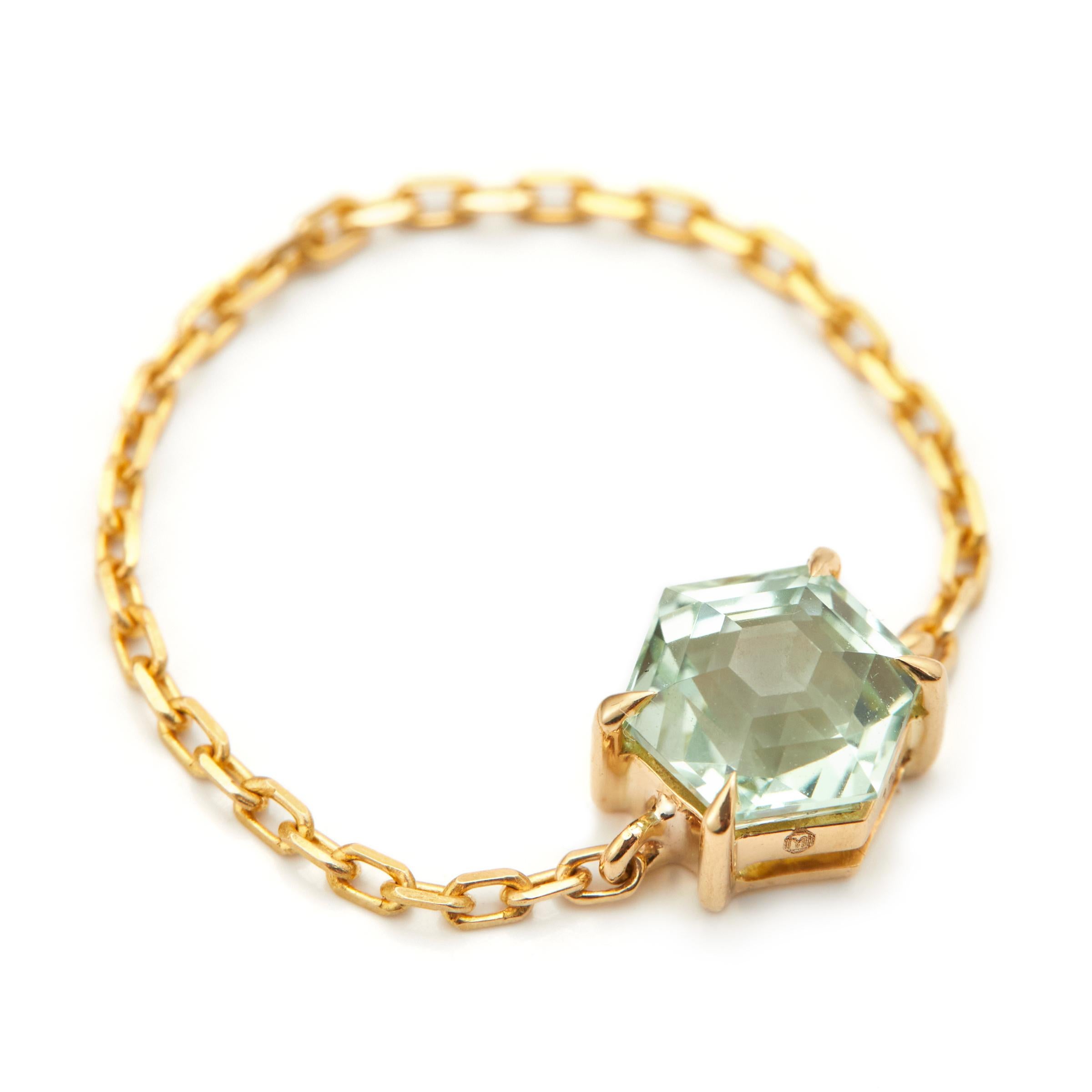 Hexagon Cut YI Collection Tourmaline hexagon Chain Ring For Sale