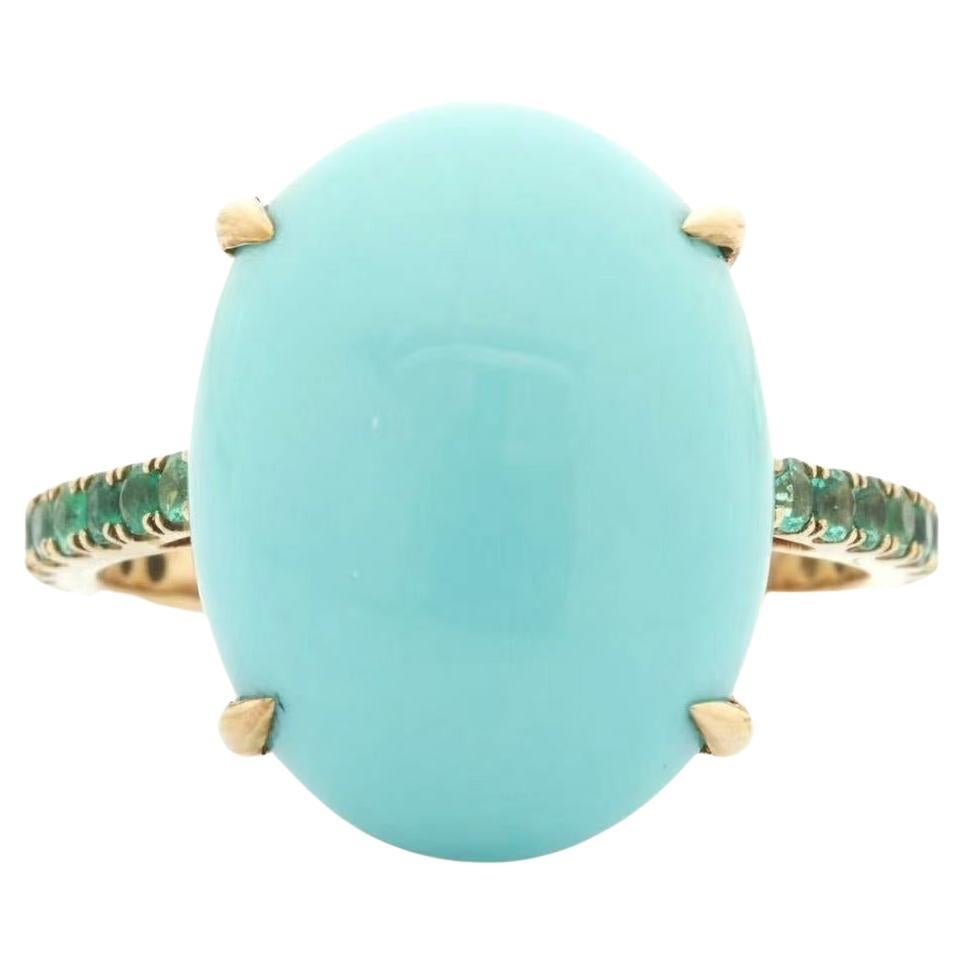 YI Collection Turquoise & Emerald Globe Ring For Sale