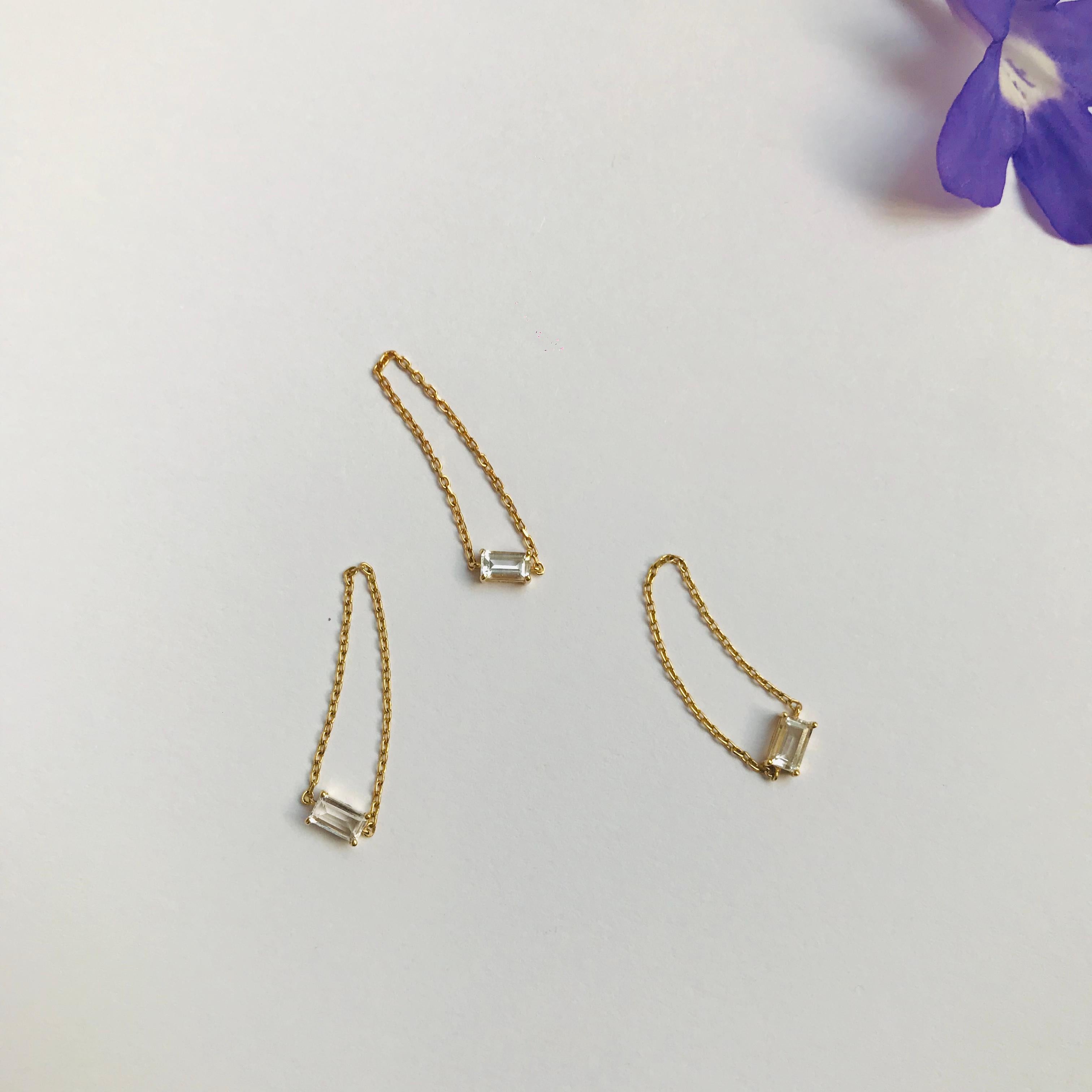 Baguette Cut YI Collection White Topaz Chain Ring For Sale