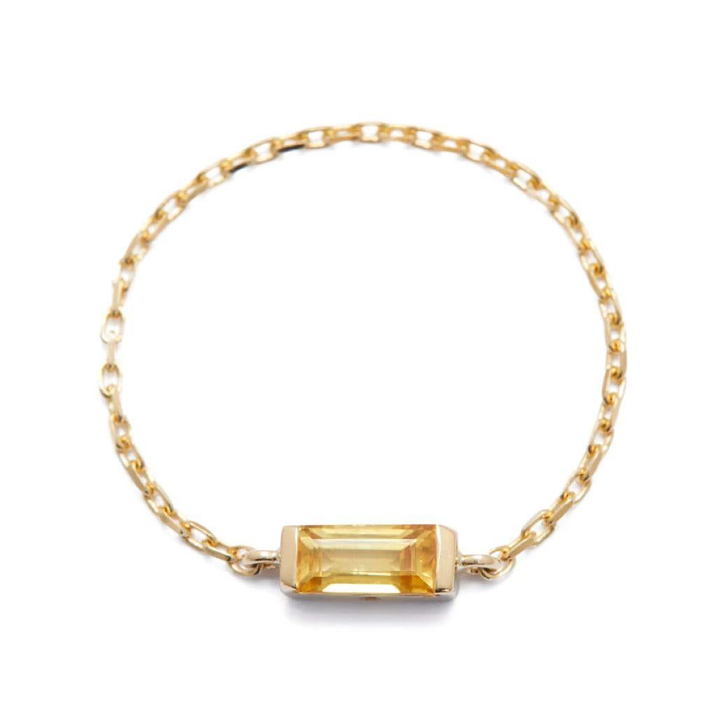 YI Collection Yellow Sapphire Baguette Chain Ring In New Condition For Sale In New York, NY