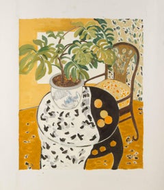 Yi Fu Still Life Original Oil On Canvas "Plant & Chair"