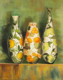 Yi Wang Still Life Original Oil On Canvas "Flower Vase II"