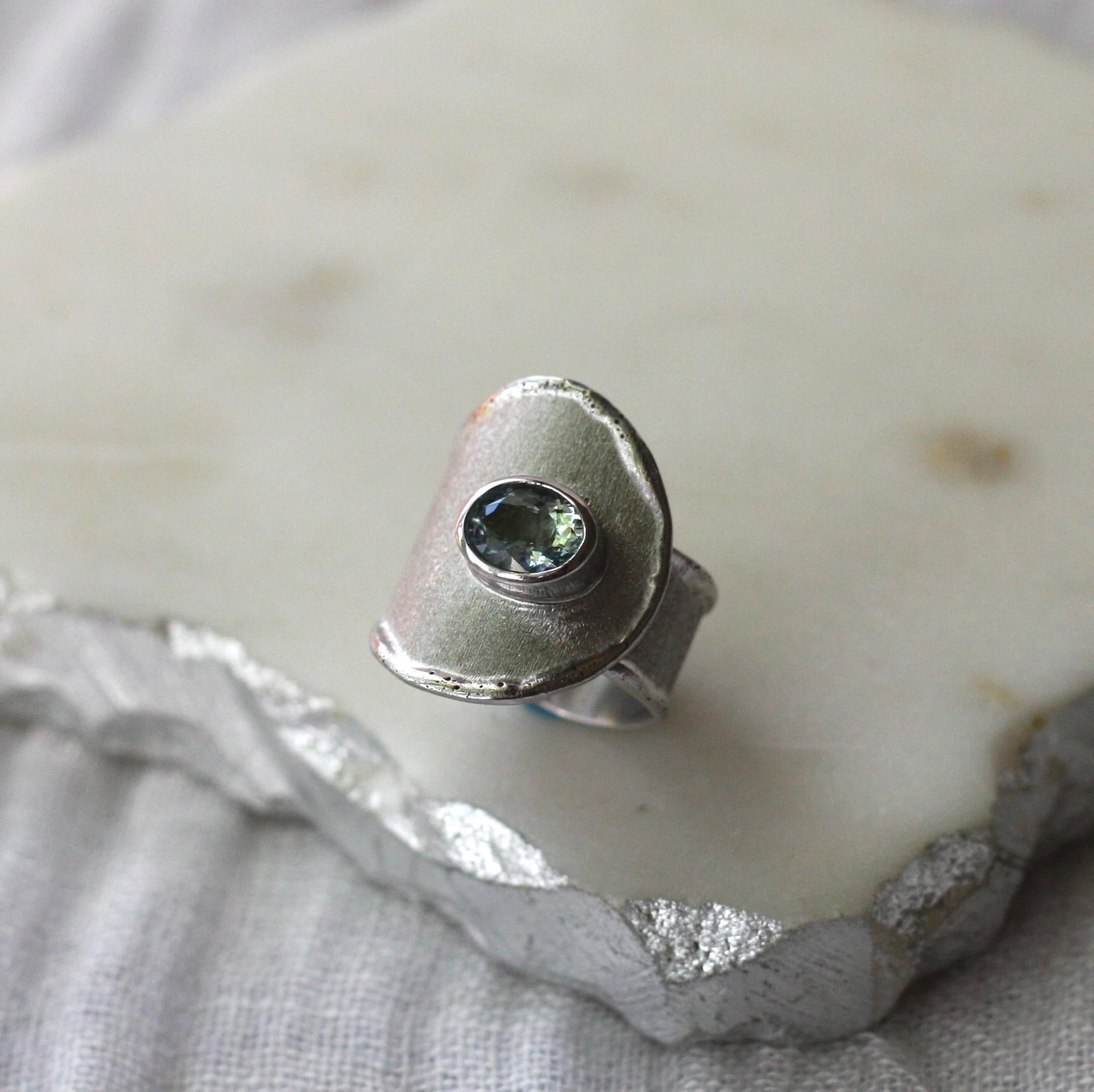 Yianni Creations präsentiert einen 100% handgefertigten Ring der Collection'S Ammos. Dieser Ring ist aus 950er Feinsilber gefertigt und mit Palladium beschichtet, um den Elementen zu trotzen. Der Ring hat flüssige Kanten den ganzen Weg um sind