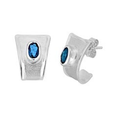 Yianni Creations 1.14 Carat Blue Topaz in Fine Silver and Palladium Earrings