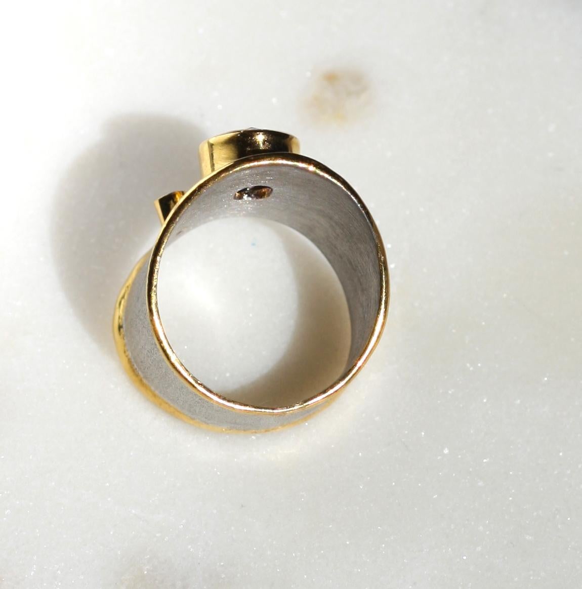 Women's Yianni Creations 1.25 Carat Amethyst and Diamond Fine Silver 24 Karat Gold Ring