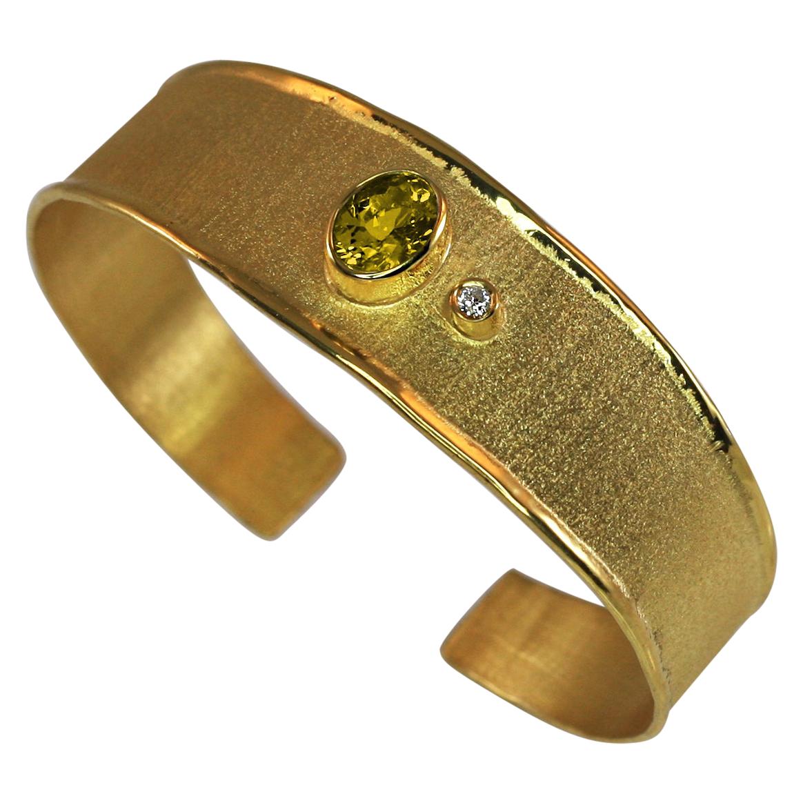 Yianni Kreationen, Armband aus 18 Karat massivem Gelbgold mit einem Citrin