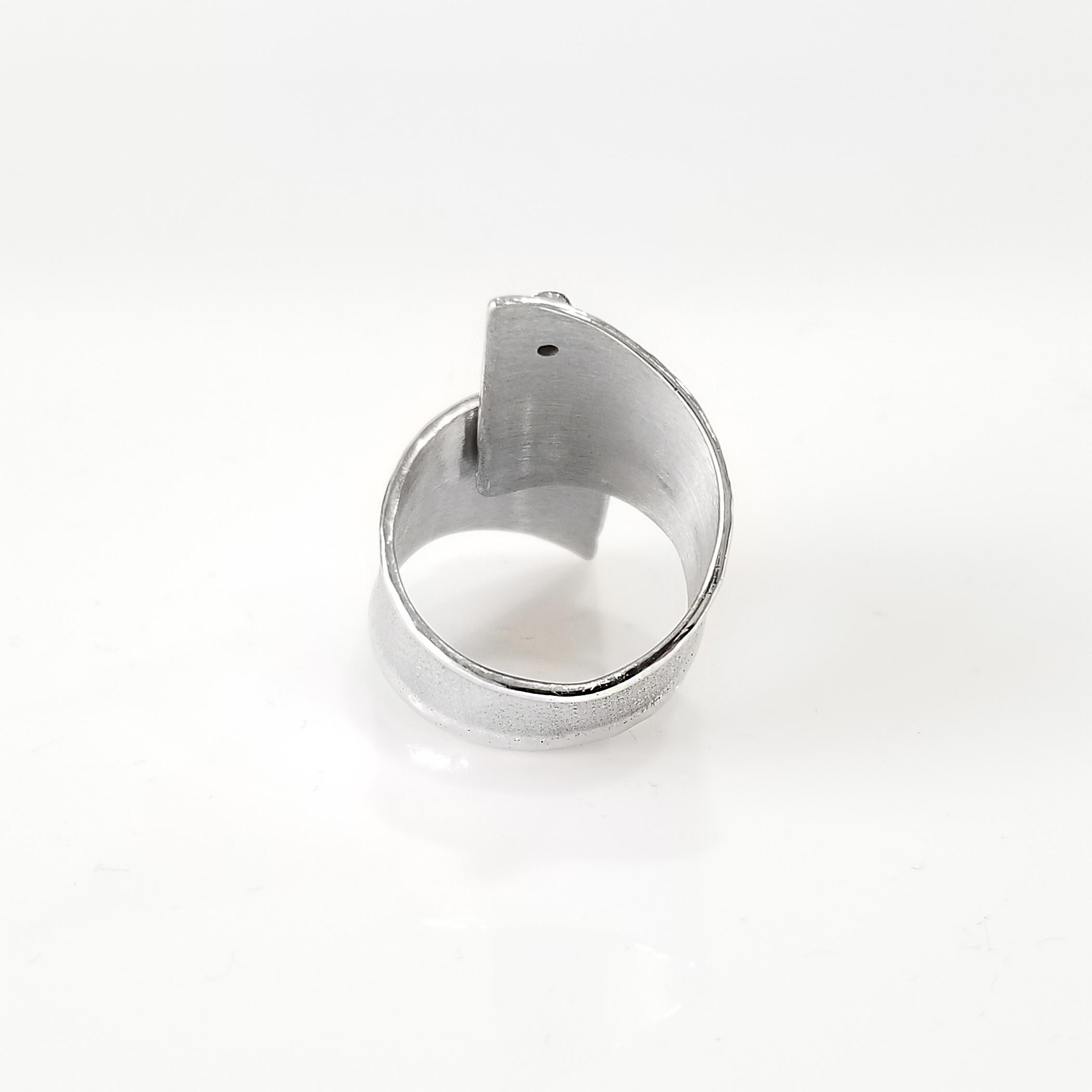 Donna Yianni Creations Anello geometrico a fascia larga in argento fine palladio con diamante Citrino in vendita