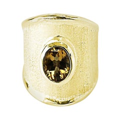 Yianni Creations 1.25 Carat Citrine Ring in 18 Karat Yellow Gold