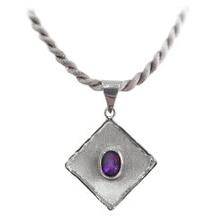 Yianni Creations Amethyst Fine Silver and Palladium Pendant