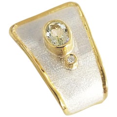 Yianni Creations 1.75 Carat Aquamarine Diamond Fine Silver 24 Karat Gold Pendant