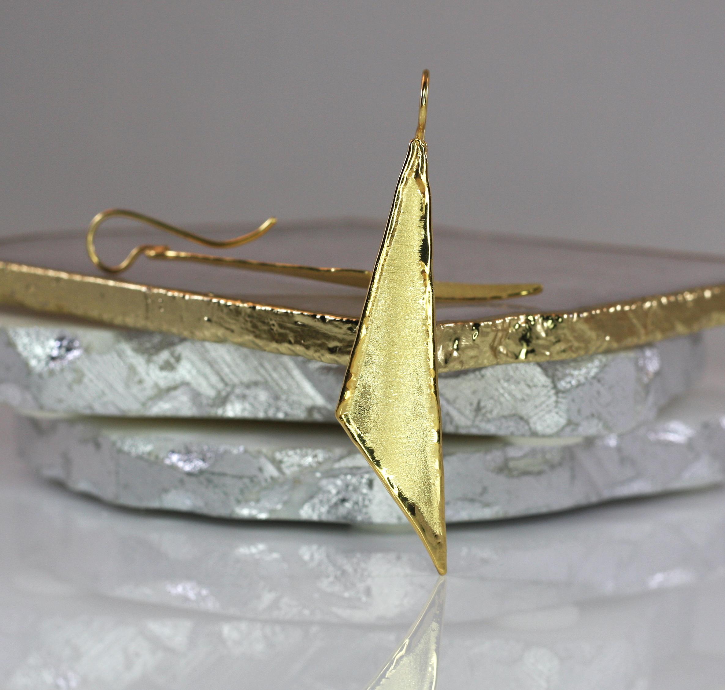 Women's Yianni Creations 18 Karat Gold Handmade Triangular Earrings