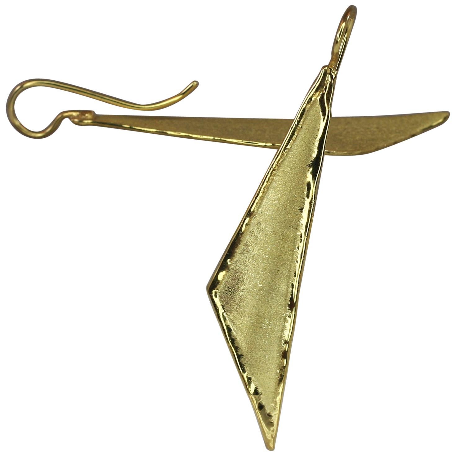 Yianni Creations 18 Karat Gold Handmade Triangular Earrings