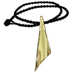 Yianni Creations 18 Karat Gold Triangular Asymmetrical Pendant on Silk Rope