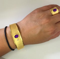 Yianni Creations - Bracciale e anello in oro massiccio 18 carati con diamante e ametista