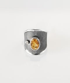 Yianni Kreationen 2,50 Karat Citrin, Diamant, feines Silber, Set aus Ring und Armband