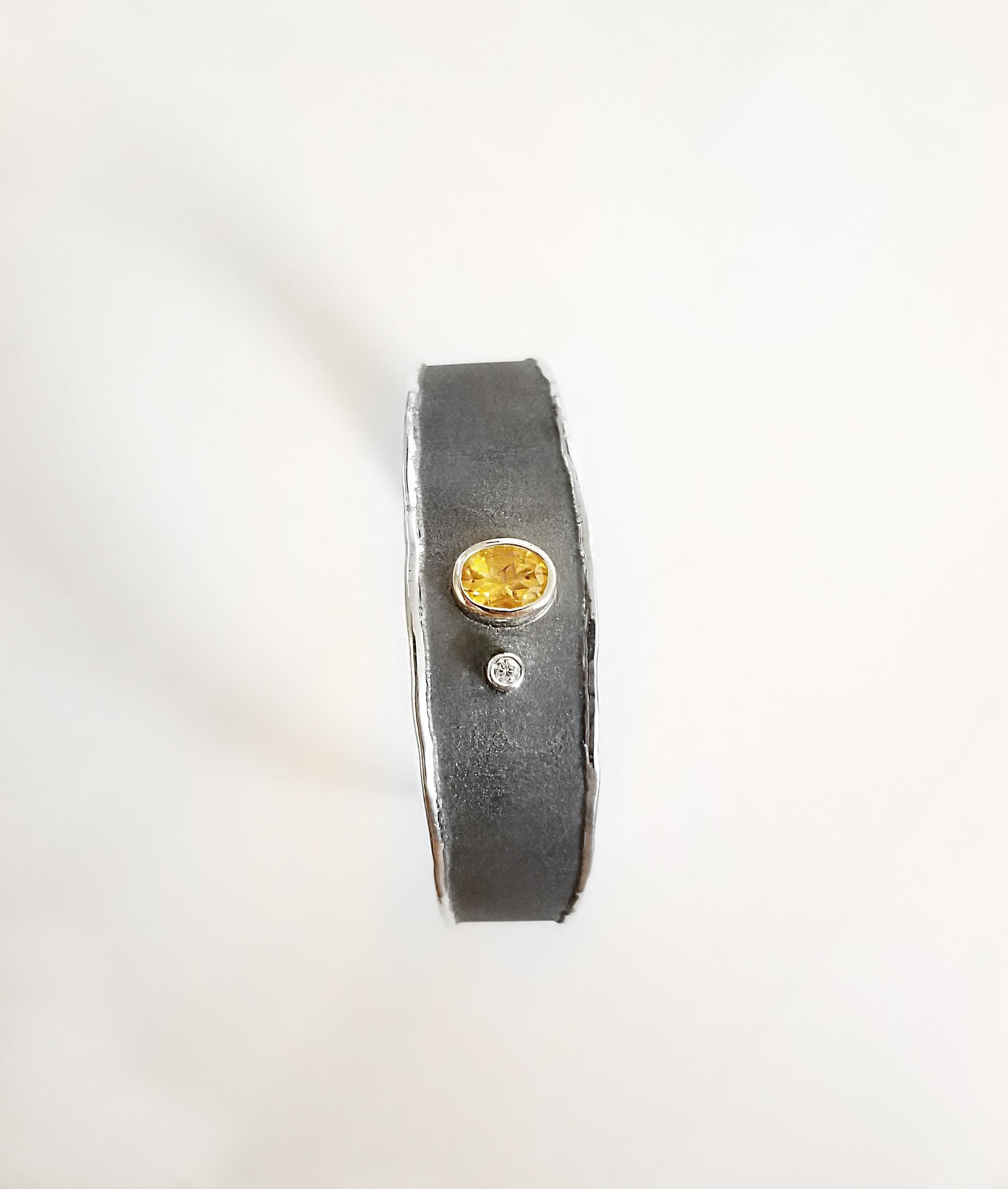 Yianni Creations Set di anello e bracciale in argento fine con diamante citrino da 2,50 carati in vendita 2