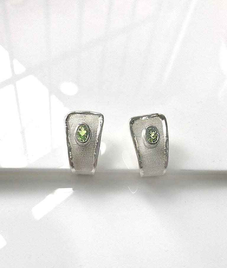 Women's Yianni Creations Peridot Fine Silver Palladium Earrings For Sale