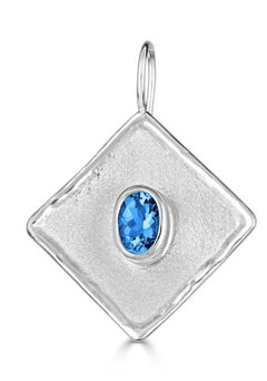 Yianni Creations Oval London Blue Topaz Fine Silver Palladium Dangle Earrings