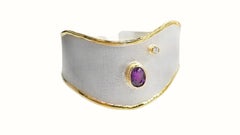 Yianni Creations 5.50 Carat Amethyst Diamond Fine Silver 24 Karat Gold Set