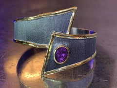 Yianni Creations Amethyst Bracelet in Fine Silver Black Rhodium 24 Karat Gold