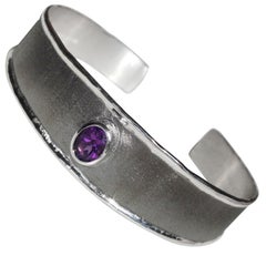 Yianni Creations Amethyst Fine Silver and Black Rhodium Bracelet