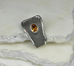 Yianni Creations Citrine Fine Silver Black Rhodium Two-Tone Solitaire Pendant