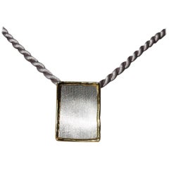 Yianni Creations Fine Silver 24 Karat Gold Two-Tone Rectangular Pendant Enhancer