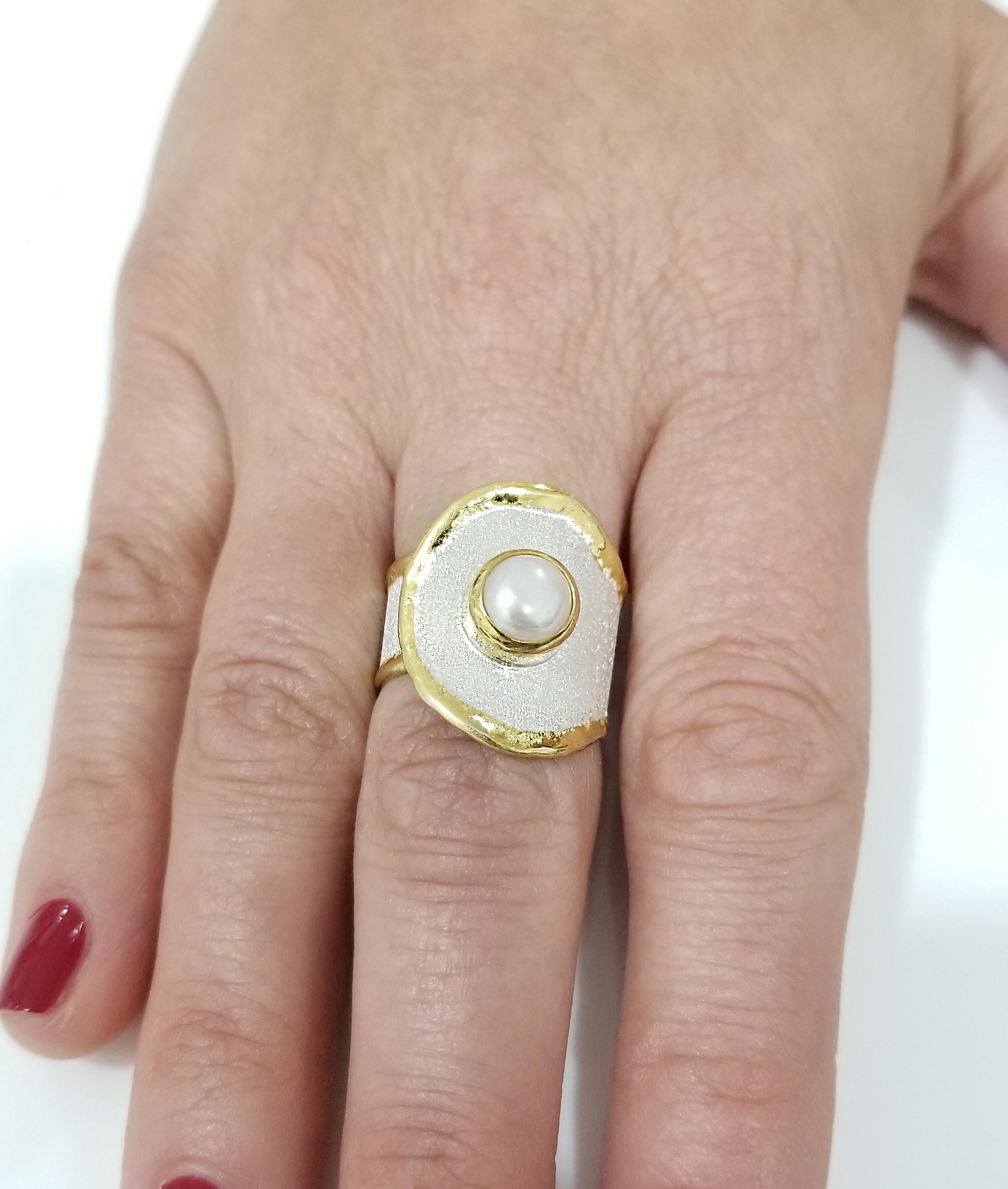 Yianni Kreationen Ring mit Amethyst und Diamant aus feinem Silber und 24 Karat Gold im Angebot 2