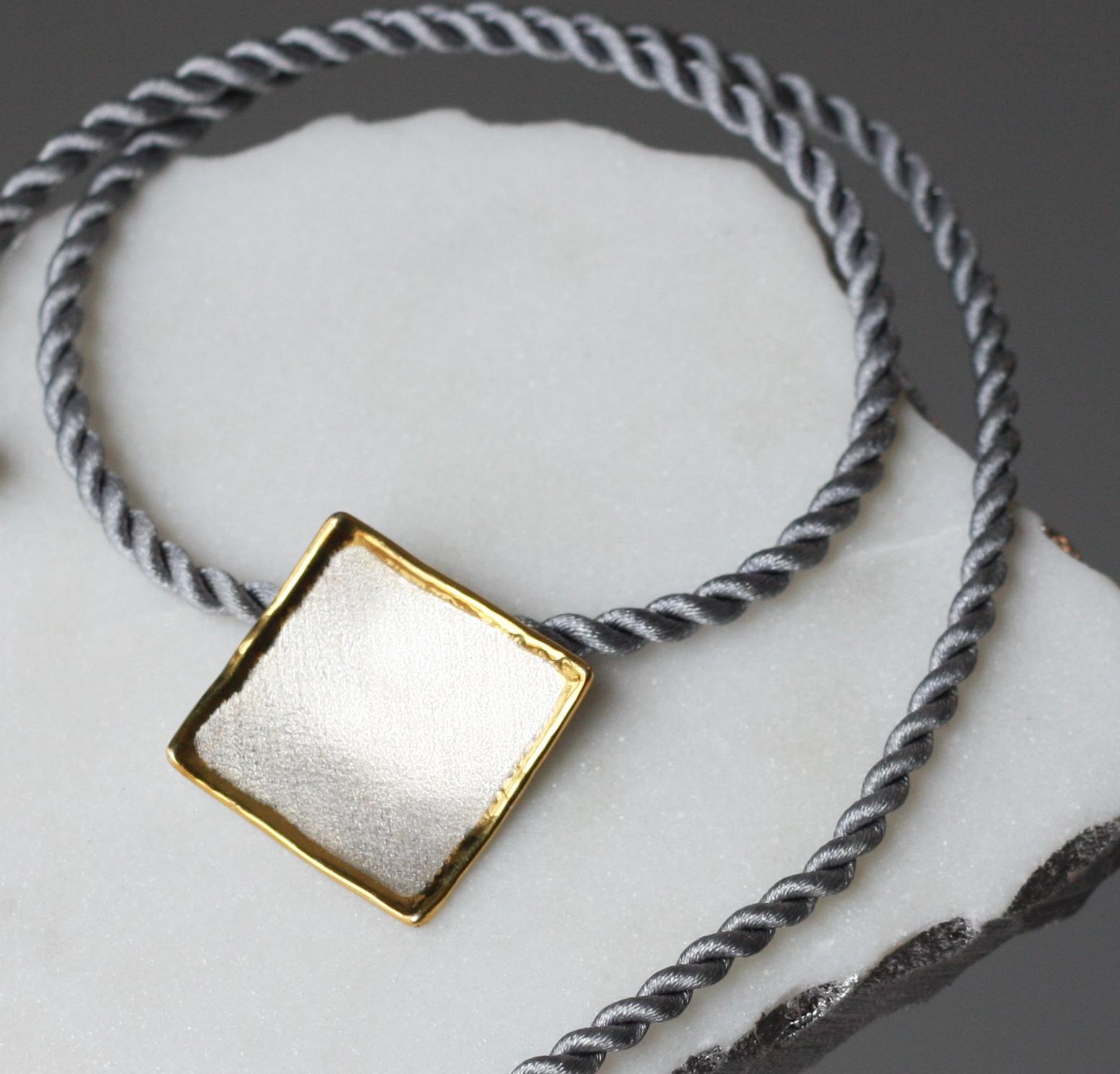 Yianni Creations Fine Silver and 24 Karat Gold Geometric Pendant Enhancer 4