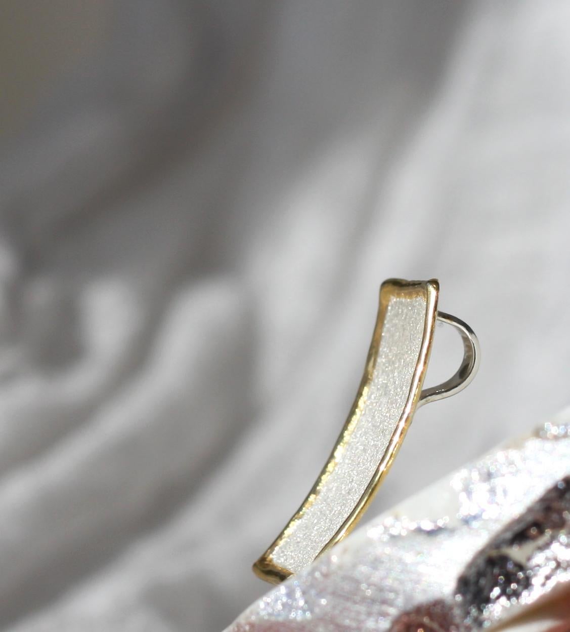 Women's or Men's Yianni Creations Fine Silver and 24 Karat Gold Rectangular Pendant Enhancer