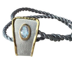 Yianni Creations Fine Silver and 24 Karat Gold Two-Tone Aquamarine Pendant