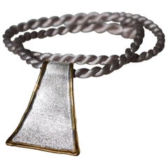 Yianni Creations Collier à pendentif bicolore en argent fin et or 24 carats