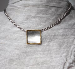Yianni Creations Fine Silver and 24 Karat Gold Two-Tone Square Pendant Enhancer