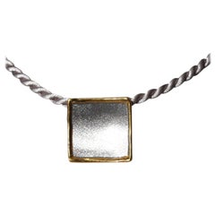 Yianni Creations Fine Silver and 24 Karat Gold Two-Tone Square Pendant Enhancer
