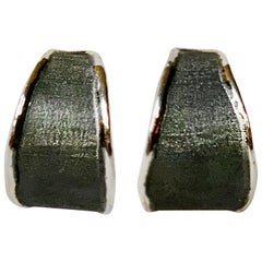 Yianni Creations Fine Silver and Black Rhodium Handmade Hoop Earrings