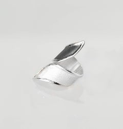 Yianni Creations Fine Silver and Black Rhodium Wide Adjustable Band Ring