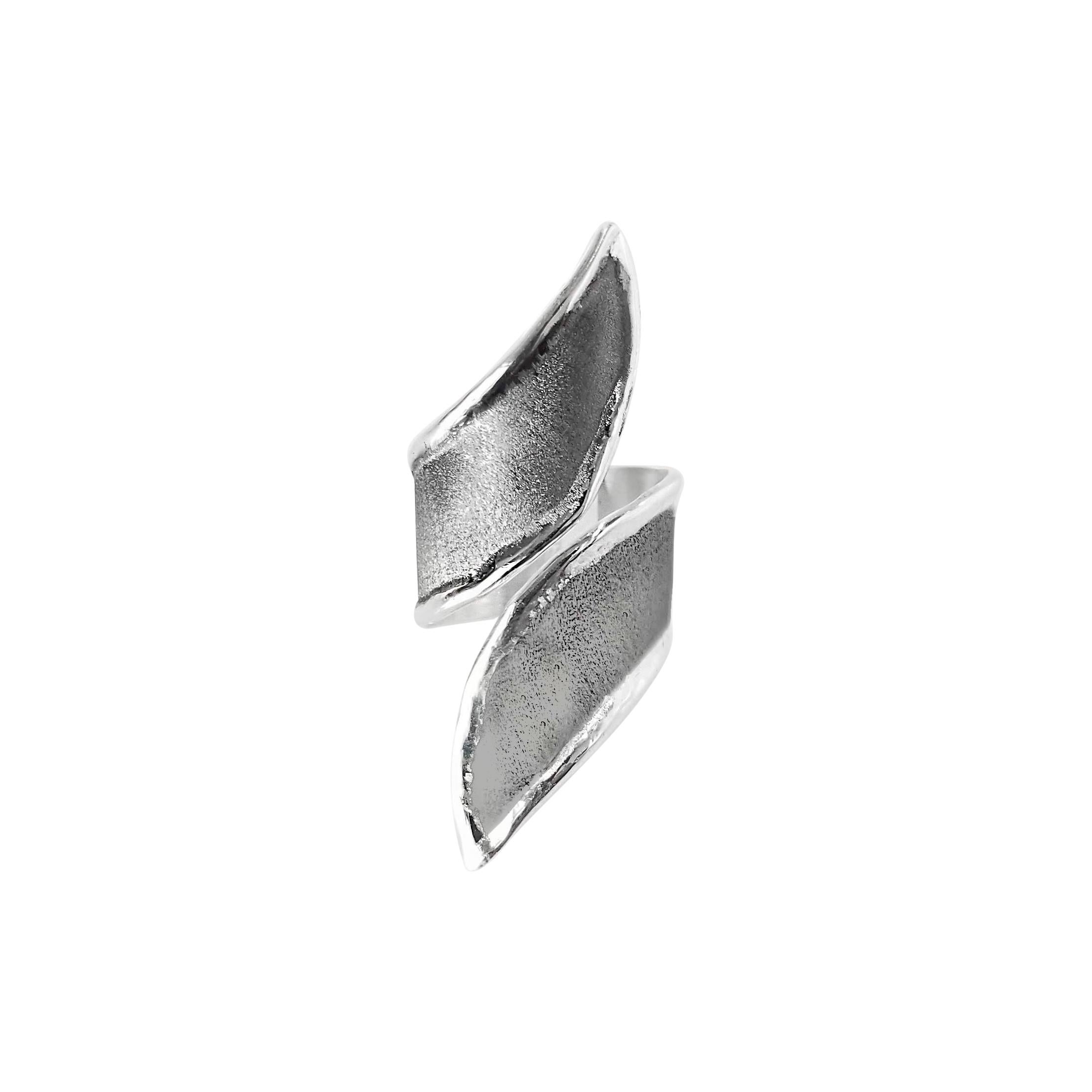 Yianni Creations Anillo de banda ancha ajustable de plata fina y rodio negro